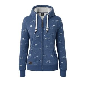 Ragwear Angel Zip Hoodie Womens Small Blue Polar Bear Arctic Print Full Zip Cozy